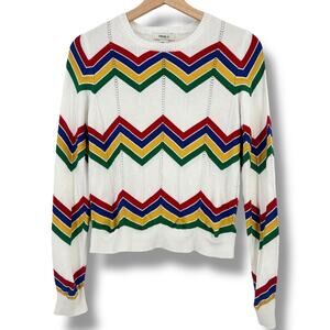 Forever 21 Zig Zag Chevron Knit Sweater Womens Size M Ebay Red Blue Yellow Green